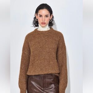 De Rocco Oversized Fuzzy Sweater, Brown, Size M